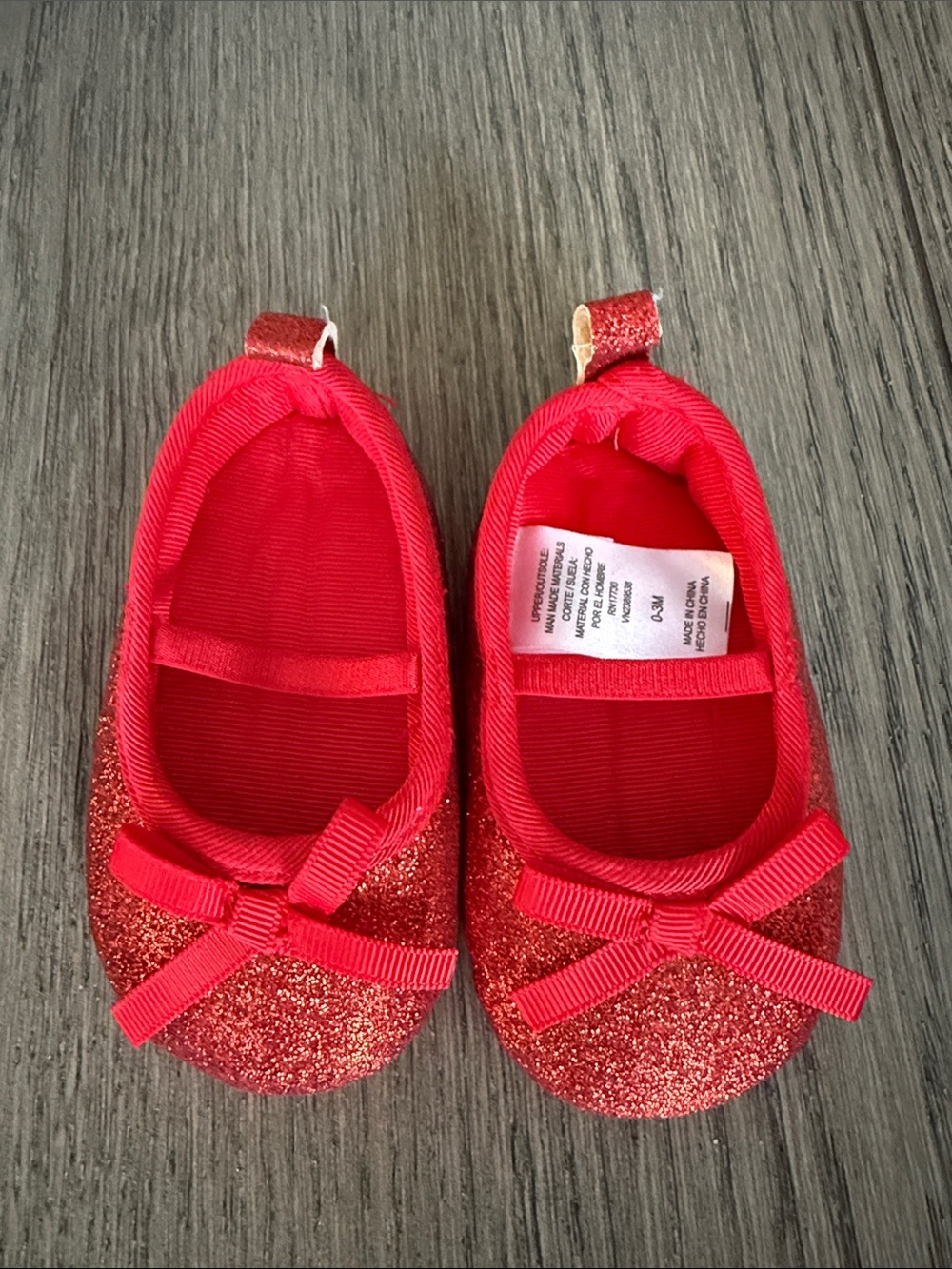 Red Glitter Baby Girls Shoes with Bow